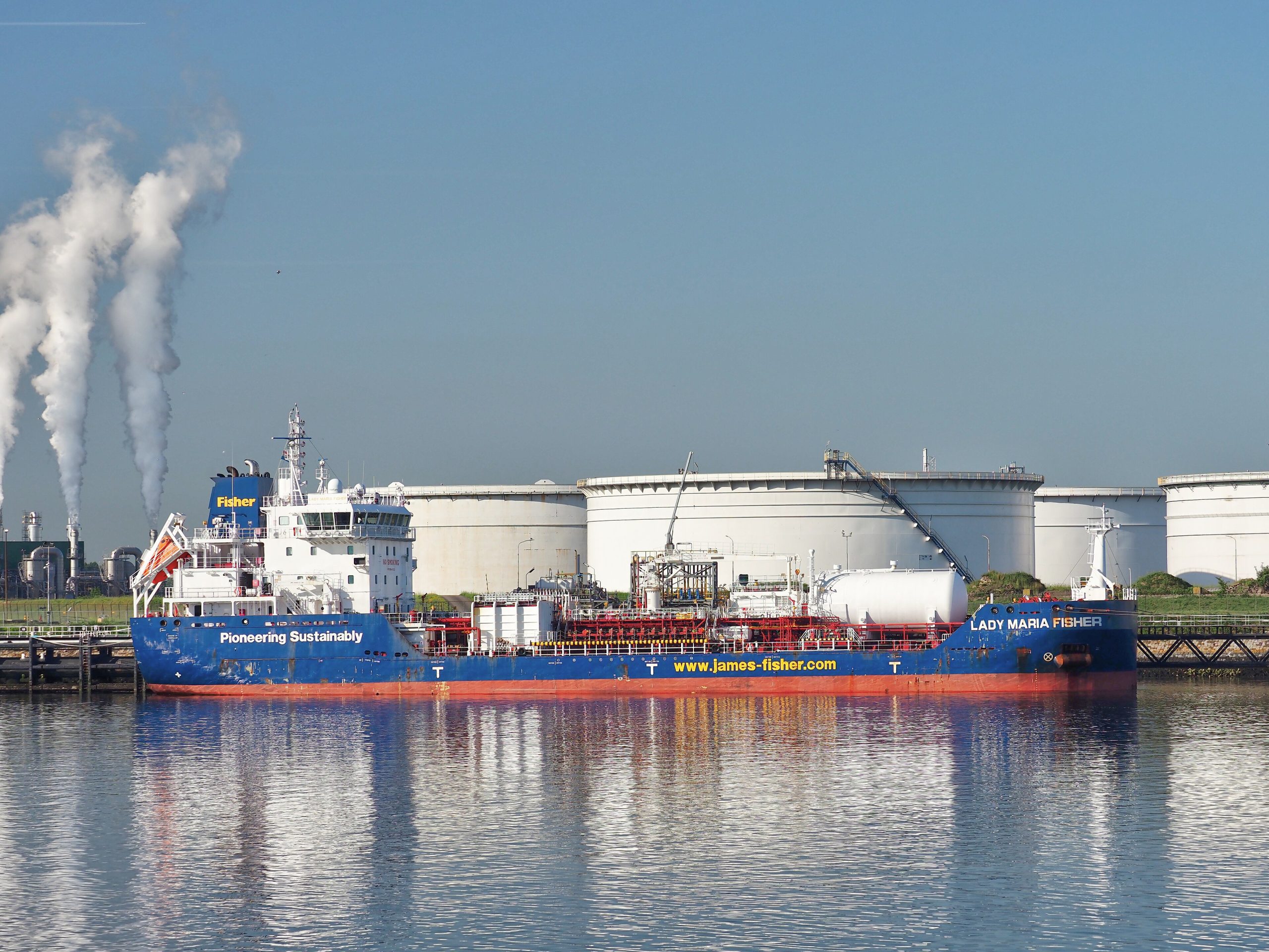 Oil products tanker at a petroleum berth